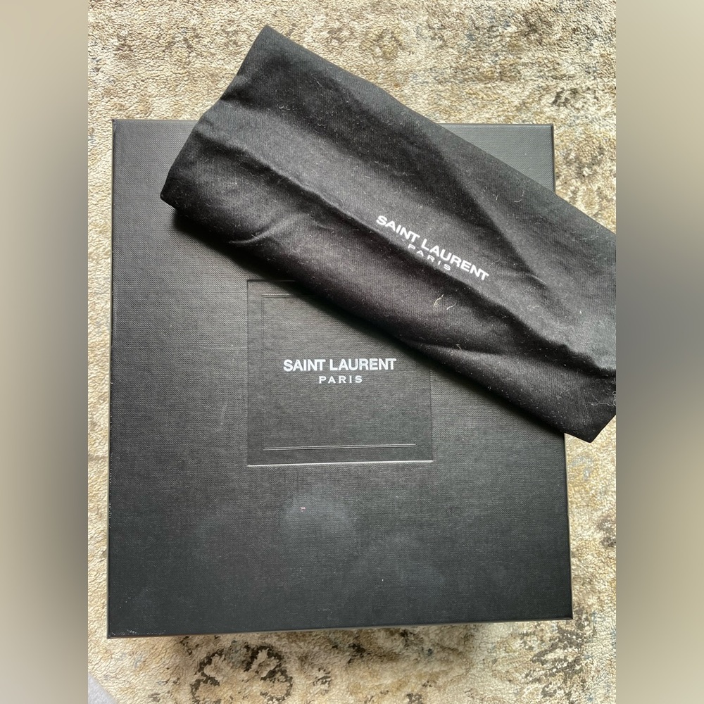 Saint Laurent Jute Wedges Black Nappa Leather Ankle Wrap Gladiator 37.5 EUC - Picture 9 of 9